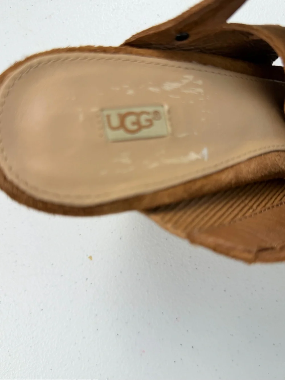 UGG Marta Chestnut Suede Woven Cork Wedge Sandals Women’s Size 10
